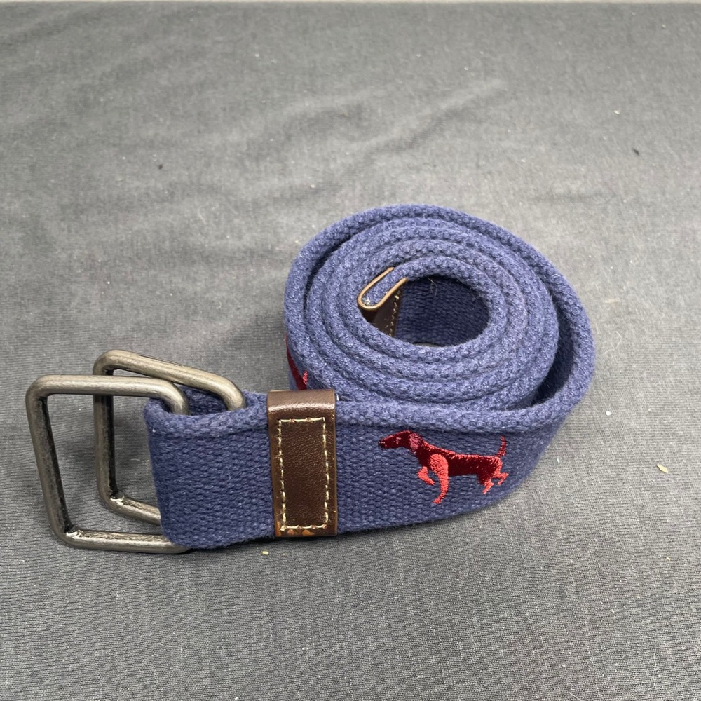Gap Men VTG Belt Navy preppy Blue Cotton Canvas L/XL Preppy Red Dog D-Ring